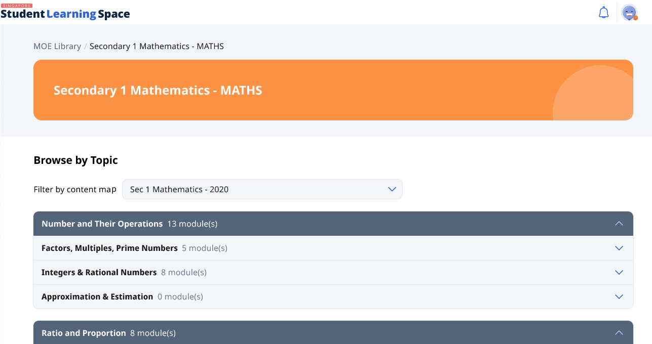 Early prototype of the browse catalogue