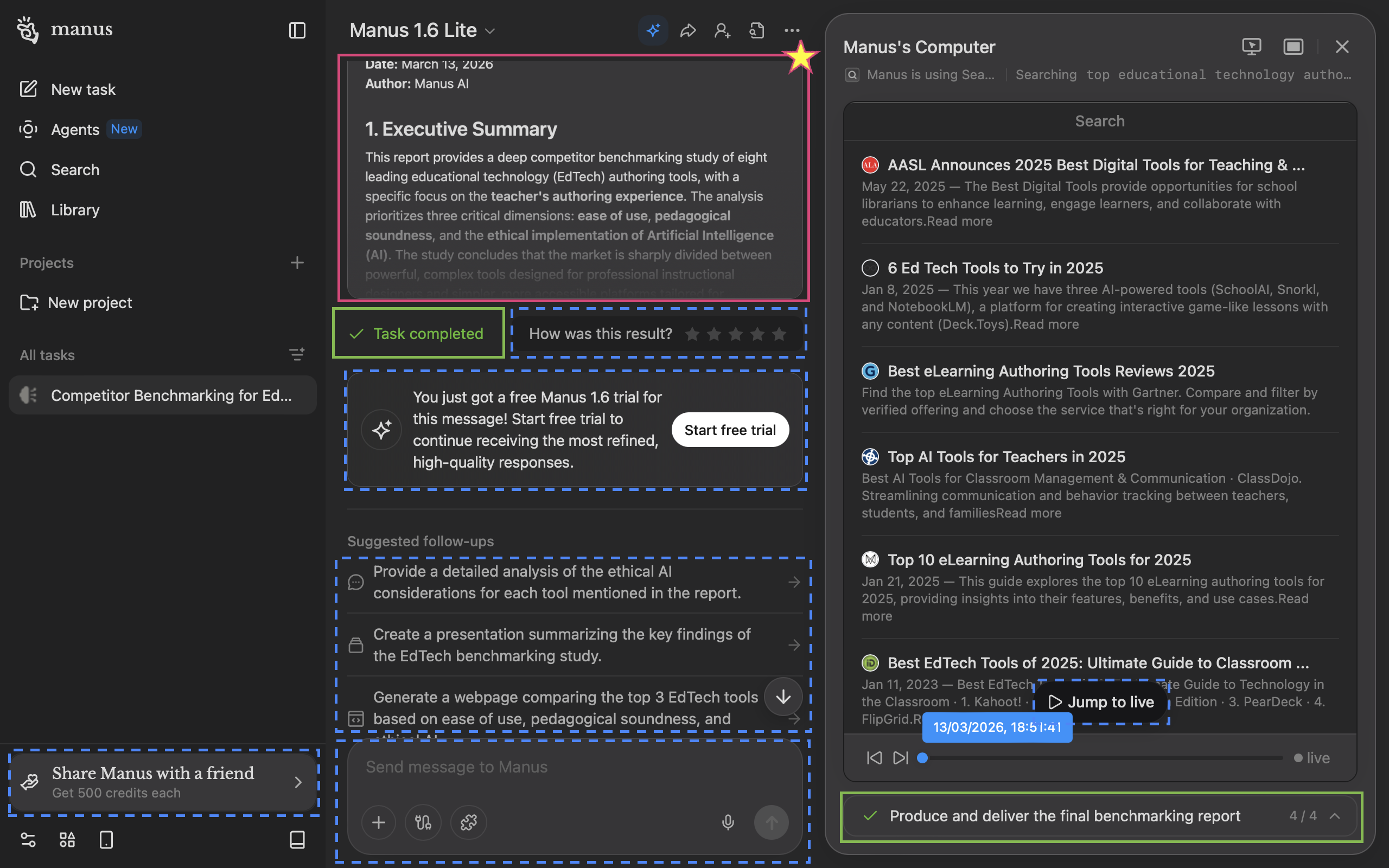 Annotated current delivery screen with 7 competing elements labeled