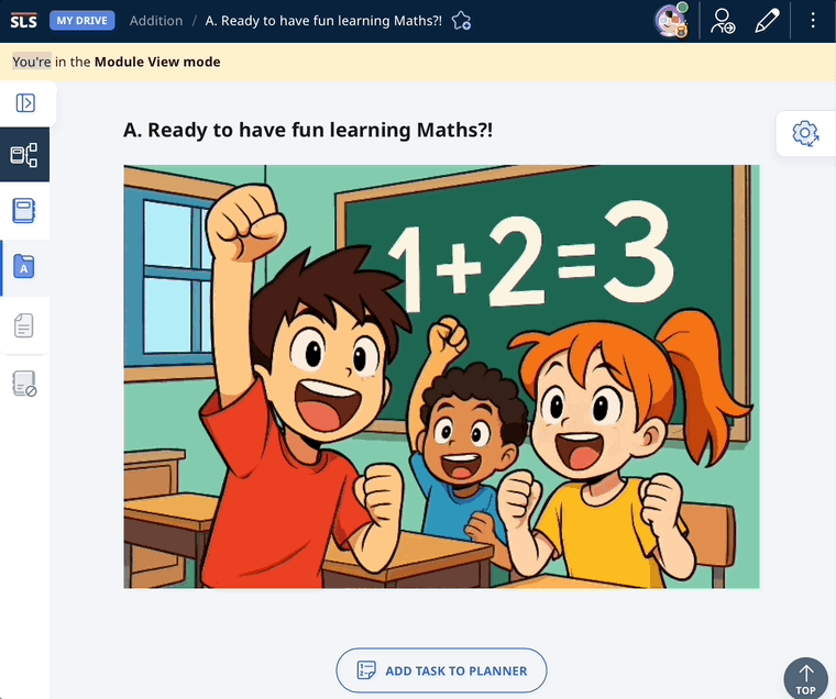 Screen showing task creation within module sections